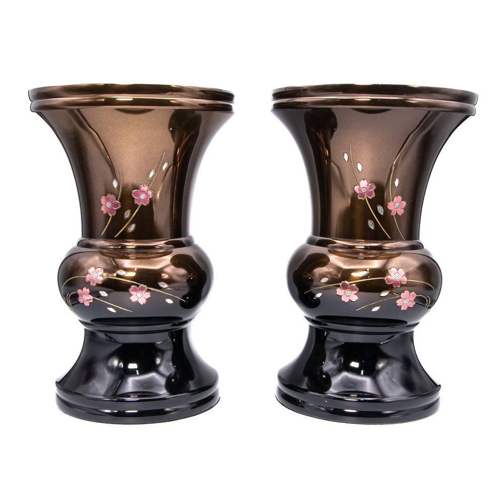 花立 会館型 銅器 8寸 桜コハクボカシ 一対（2本セット） 創価学会仏具